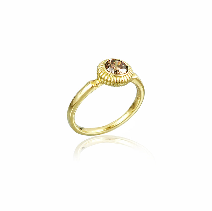 Cognac Brown Diamond & Gold Amanita Ring