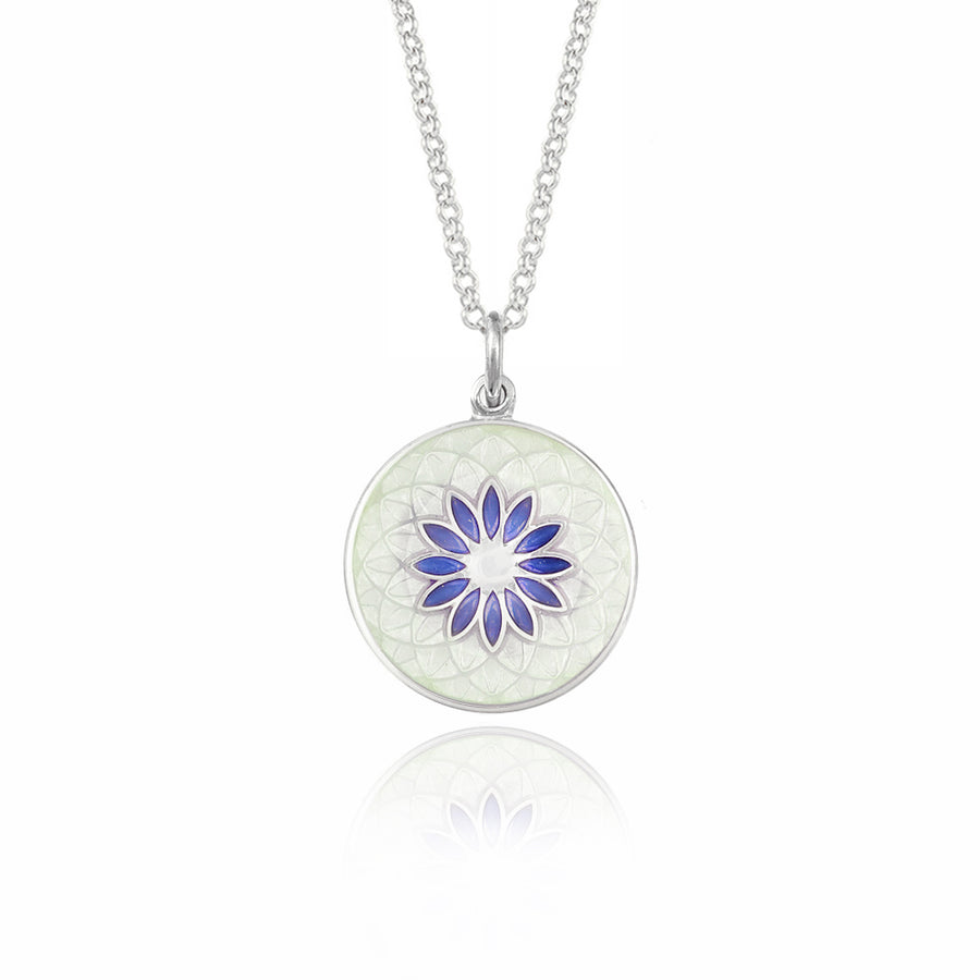 White & Lavender Blue Dahlia Necklace