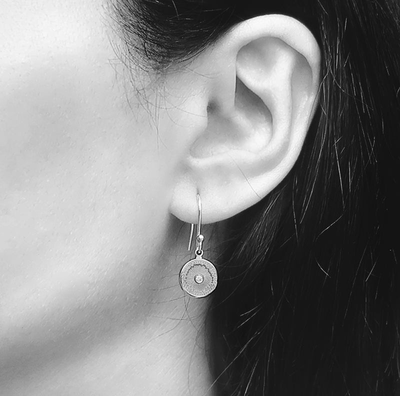 White Enamel Diamond Diatom Earrings