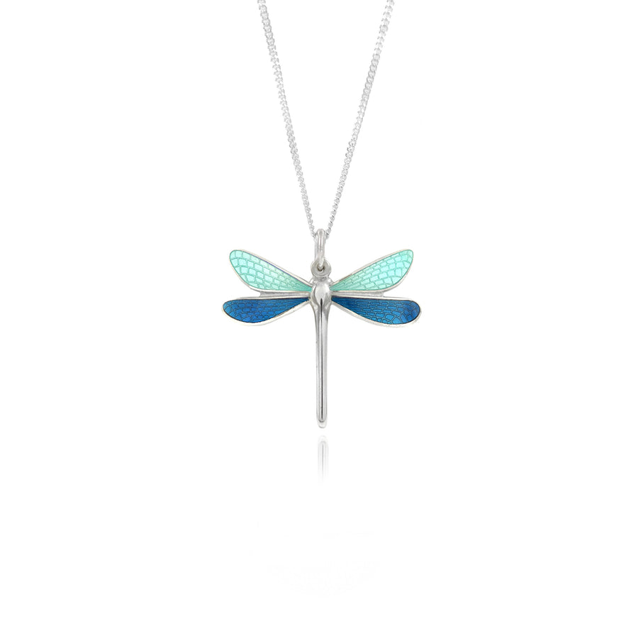 Dragonfly Mint & Kingfisher Small Enamel Pendant
