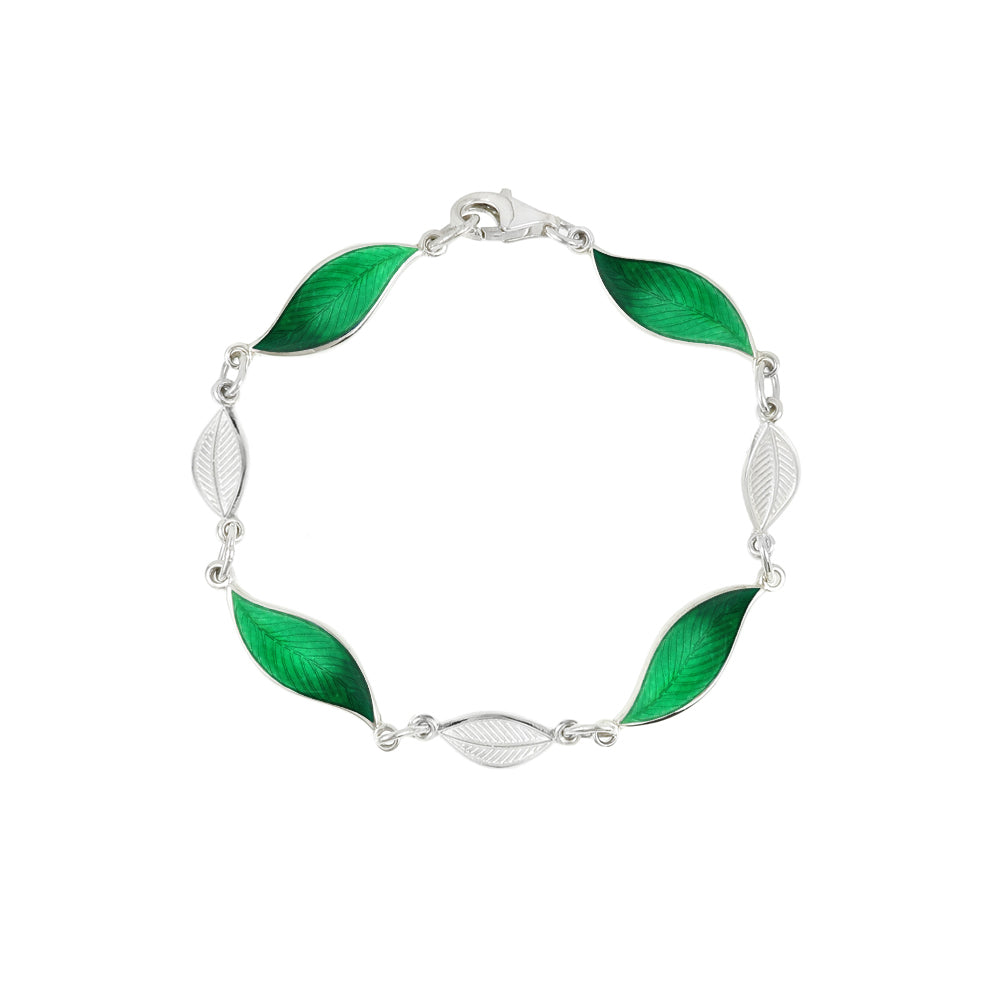 Enamelled Green Leaf Bracelet – Fiona Rae Jewellery