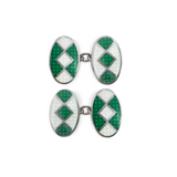 Enamelled Green Liberty Chain Cufflinks