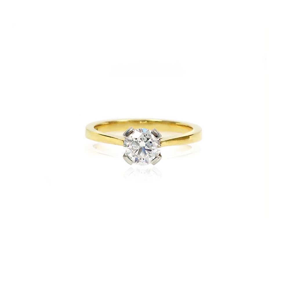 Diamond Platinum & Gold Solitaire Ring – Fiona Rae Limited
