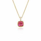 Pink Tourmaline & Diamond Gold Pendant