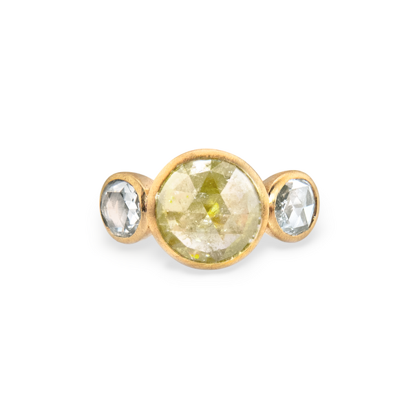 Diamond Trilogy Rose-Cut 18ct Yellow Gold Ring