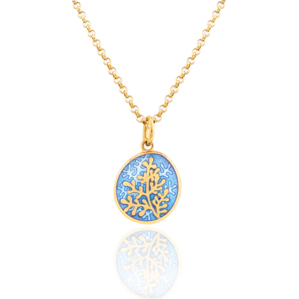 Enamelled 18ct Gold Plated Rue Small Pendants