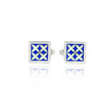 Enamelled Moroccan Tile Blue Cufflinks