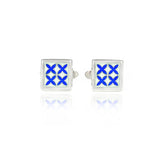 Enamelled Moroccan Tile White & Blue Cufflinks