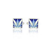Enamelled Lotus Flower Blue & Purple Cufflinks