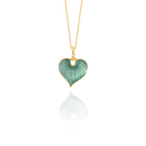 Beryl Green Heart Hosta Necklace Gold