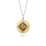 Enamelled Yellow & Red Birds in Tree Rarity Pendant