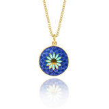 Blue & Turquoise Dahlia Gold Necklace