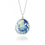 Enamel Blue & Lime Green Fern Pendant