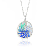 Enamel Blue & Mint Fern Pendant