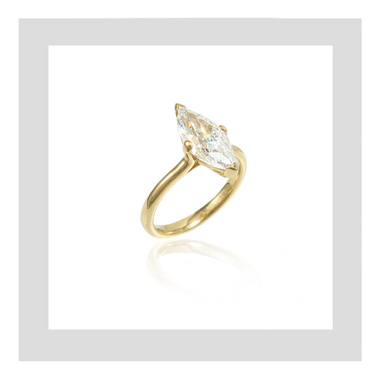 18ct yellow gold marquise diamond engagement ring.