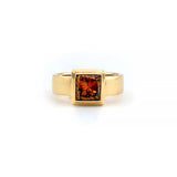 Cognac Princess Cut diamond gold ring