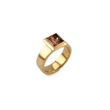 Cognac Princess Cut diamond gold ring