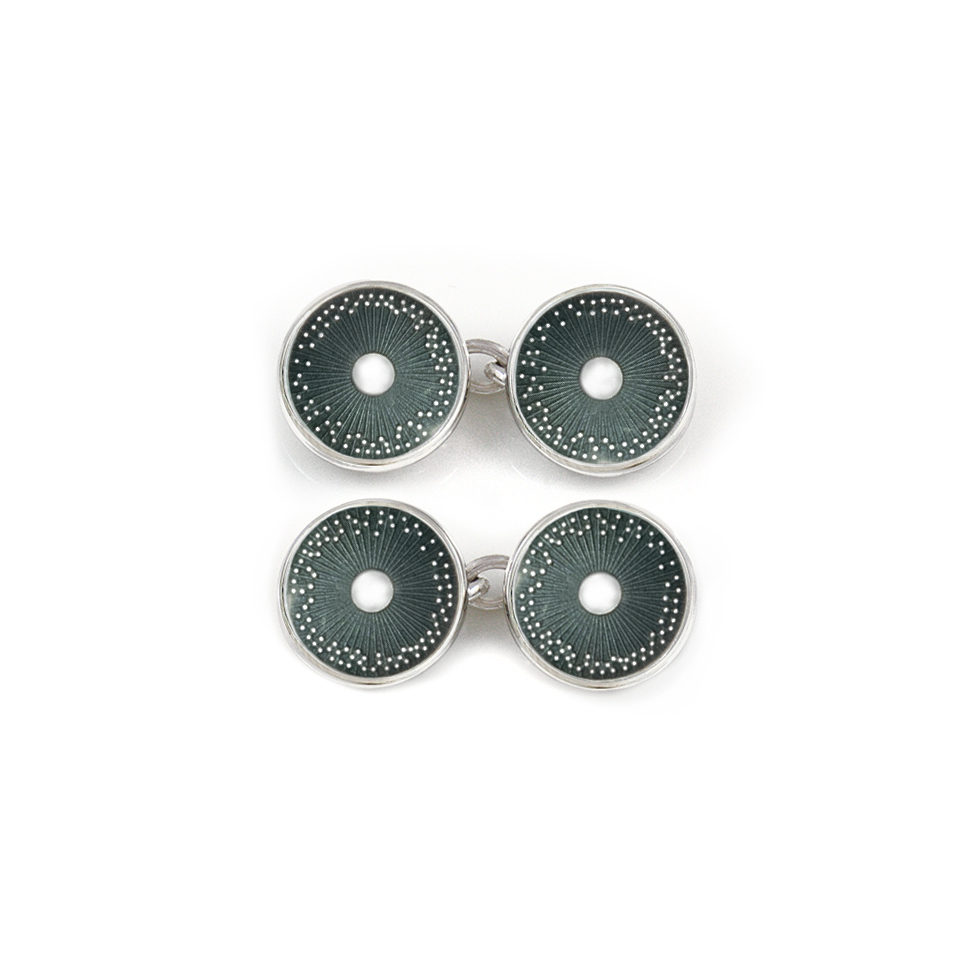 Enamelled Diatom Double Chain Cufflinks