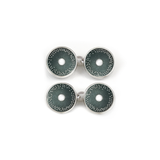 Enamelled Charcoal Grey Diatom Double Chain Cufflinks