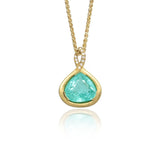 Rare Paraiba & Diamond 18ct Yellow Gold Pendant