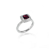 Cushion Cut Ruby & Diamond Platinum Ring