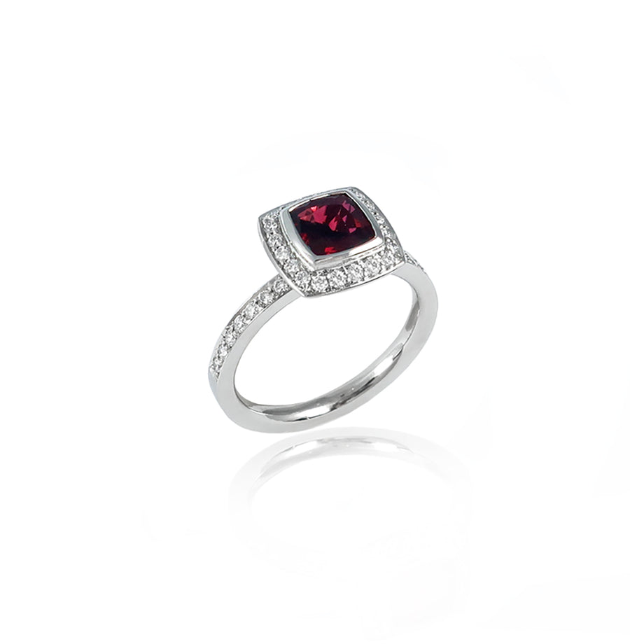 Cushion Cut Ruby Diamond Platinum Ring Fiona Rae Jewellery Cushion Cut Ruby Diamond Platinum Ring Fiona Rae Jewellery