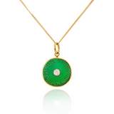 18ct Gold Plated Diamond Diatom Pendant in Green