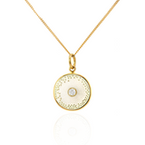 18ct Gold Plated Diamond Diatom Pendant in White Enamel