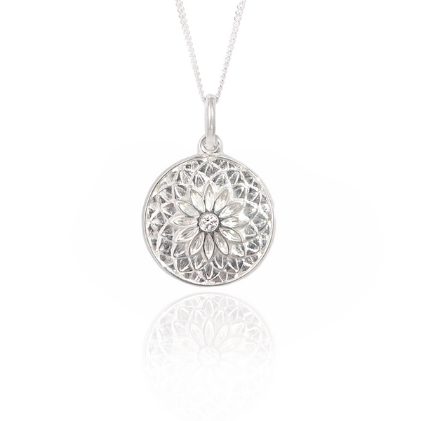 Silver Diamond Dahlia Necklace