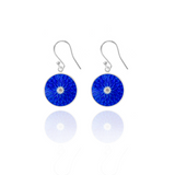 Royal Blue Diamond Dahlia Earrings