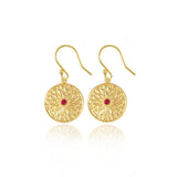 Gold Ruby Dahlia Earrings