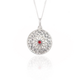 Silver Ruby Dahlia Necklace