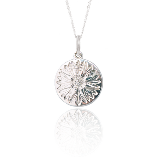 Diamond Silver Cornflower Necklace