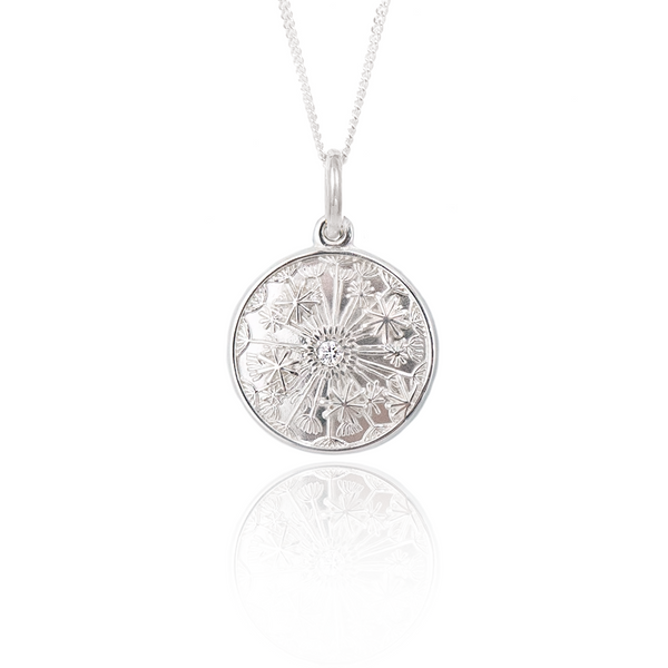Diamond Dandelion Clock Pendant