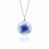 Enamelled Dandelion Pale Grey & Purple Pendant