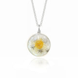Enamelled Dandelion Clock White & Yellow Pendant