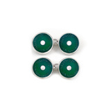 Enamelled Dark Green Diatom Double Chain Cufflinks