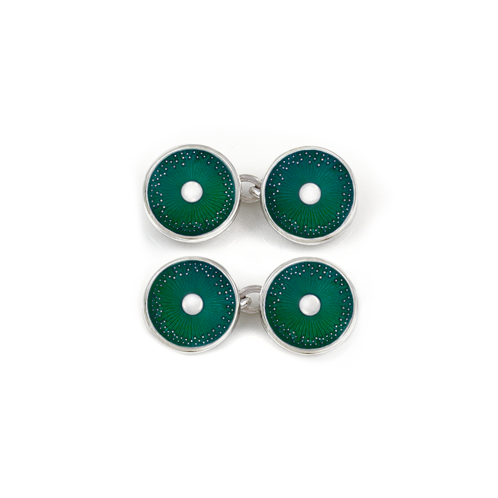 Enamelled Diatom Double Chain Cufflinks