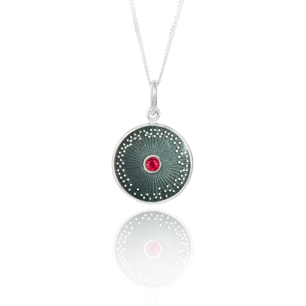 Charcoal Ruby Diatom Pendant