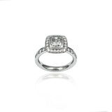 Cushion Cut Diamond Halo Platinum Ring