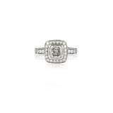 Cushion Cut Diamond Halo Platinum Ring