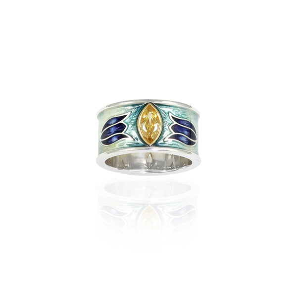 Enamel Yellow Diamond Tulip Ring