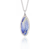 Oval Enamel Jay Feather Pendant Blue