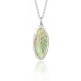 Oval Enamel Jay Feather Pendant Green