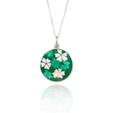 Forget Me Not Enamel Green Pendant