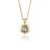 Natural Black Galaxy Diamond Gold Pendant