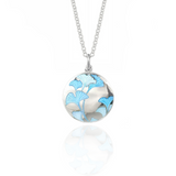 Enamelled Gingko Leaf Blue Pendant
