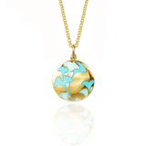 Enamelled Gingko Leaf Mint Pendant Gold