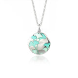 Enamelled Gingko Leaf Mint Pendant