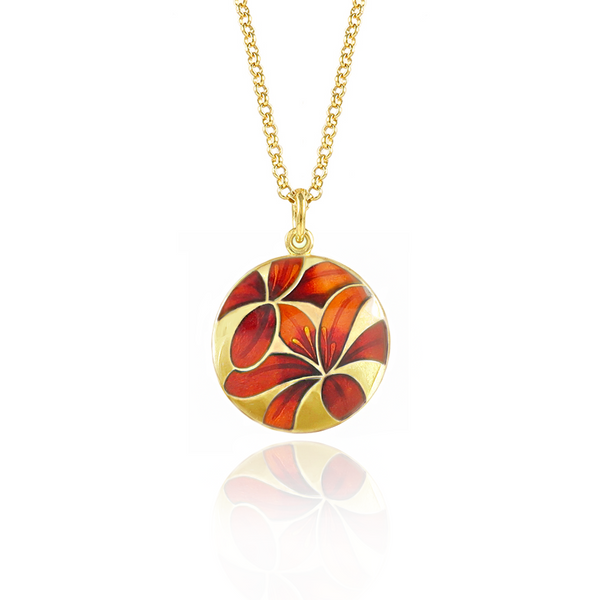 Red Agapanthus Necklace Gold